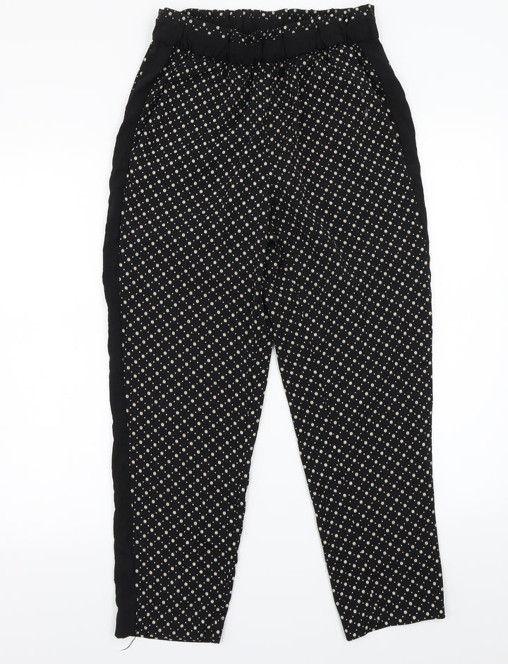 H&M Womens Black Floral Trousers Size 10 L25 in