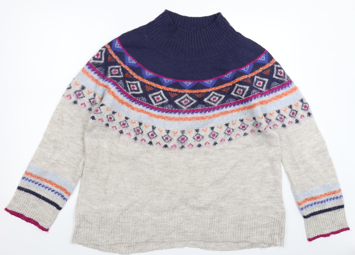 Monsoon Womens Multicoloured Geometric Knit Pullover Jumper Size L  - Oversized