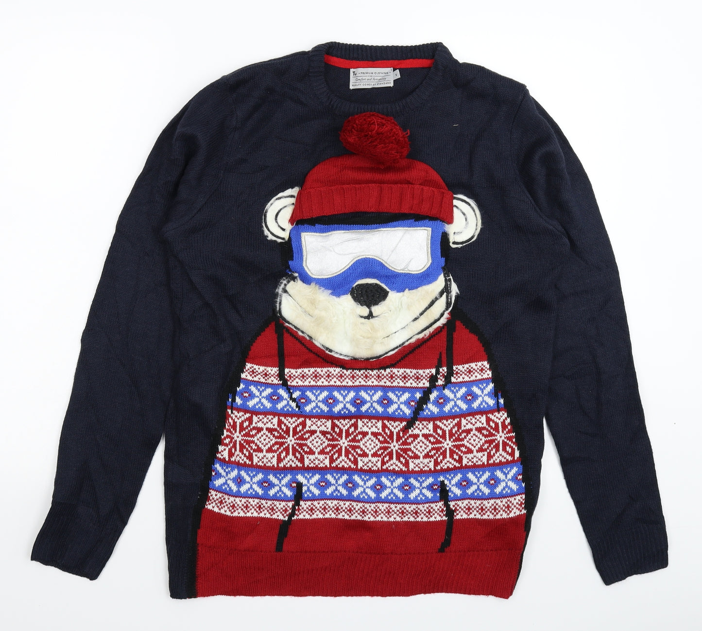 TU Mens Blue  Knit Pullover Jumper Size S  - Christmas