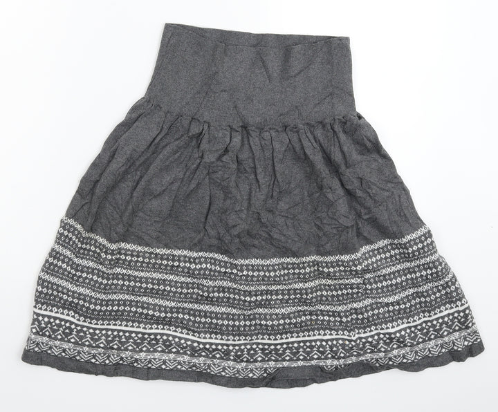 Switch Womens Grey Geometric Knit A-Line Skirt Size M