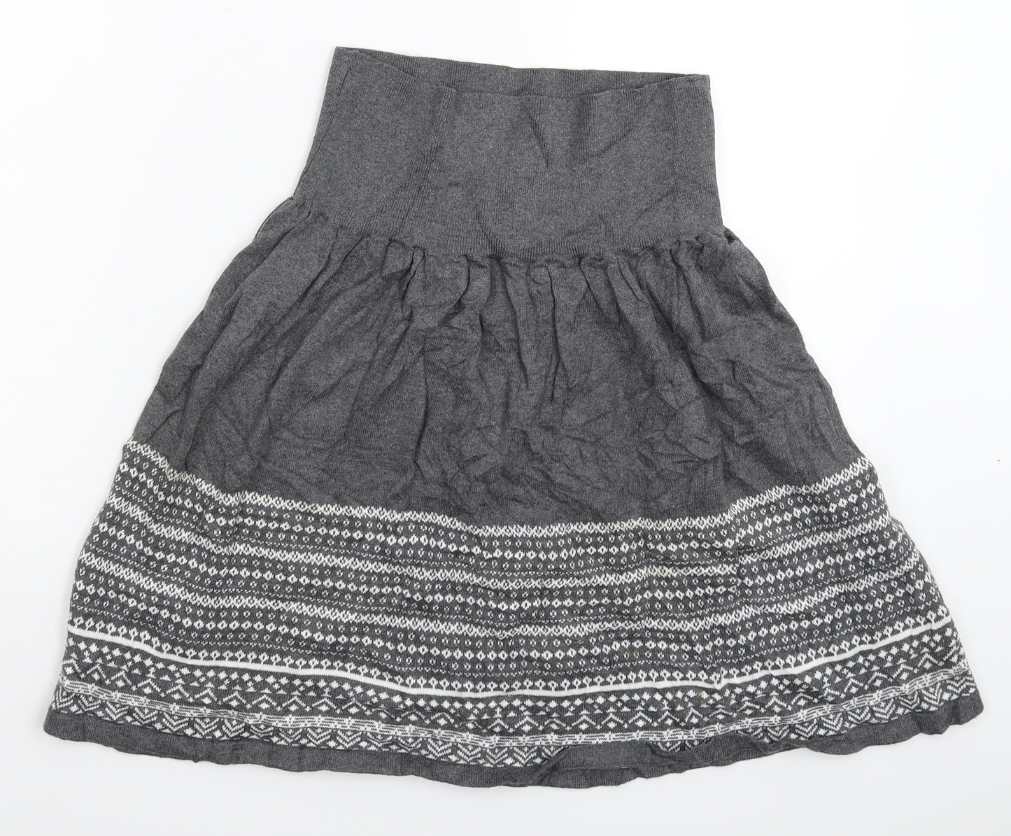 Switch Womens Grey Geometric Knit A-Line Skirt Size M