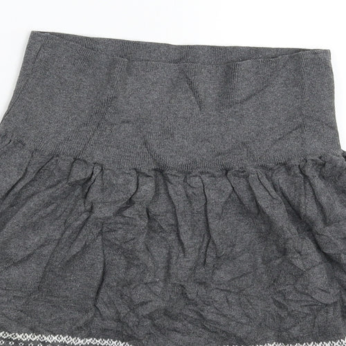 Switch Womens Grey Geometric Knit A-Line Skirt Size M