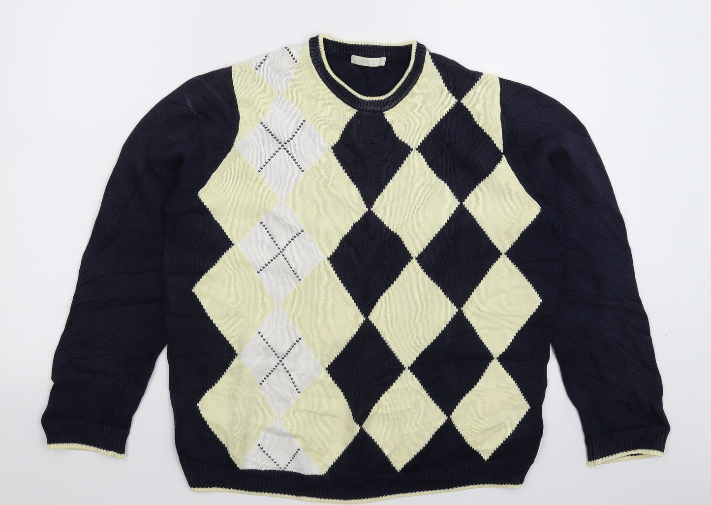 Marks and Spencer Womens Blue Geometric Knit Pullover Jumper Size 12