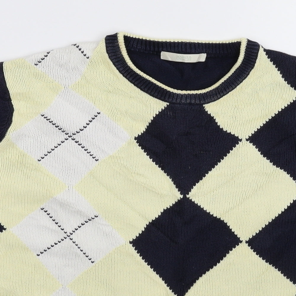 Marks and Spencer Womens Blue Geometric Knit Pullover Jumper Size 12