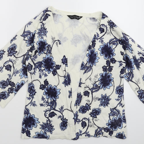 Dorothy Perkins Womens White Floral Knit Cardigan Jumper Size 10