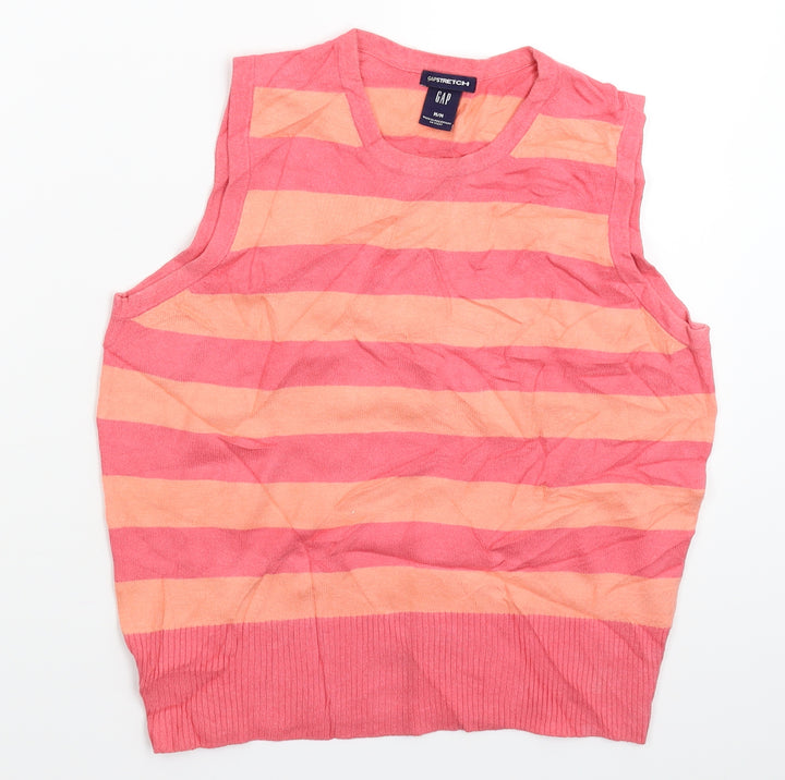 Gap Womens Pink Striped Knit Pullover Jumper Size M