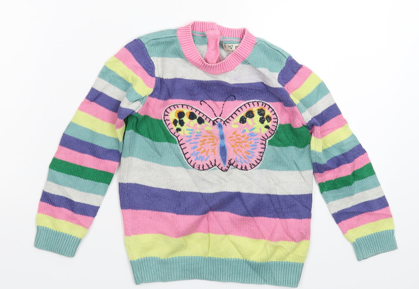 NEXT Girls Multicoloured Striped Knit Pullover Jumper Size 2-3 Years