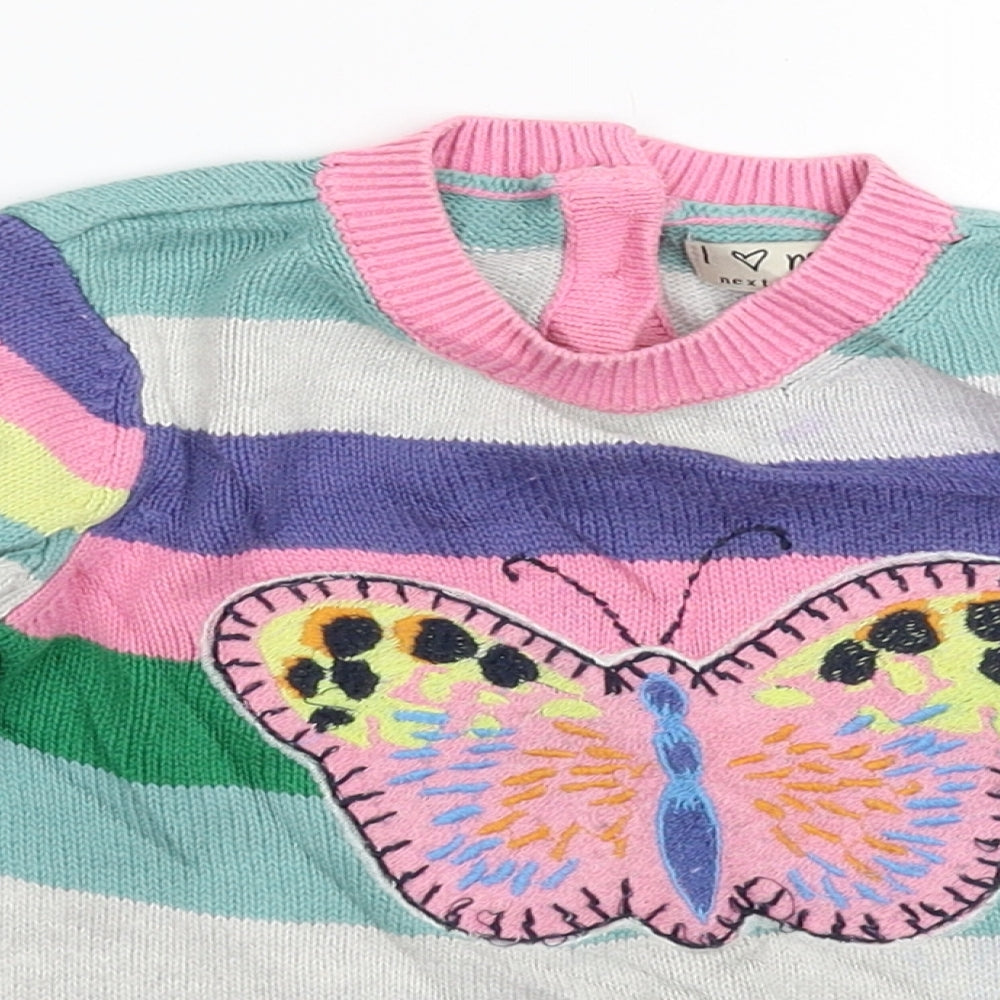 NEXT Girls Multicoloured Striped Knit Pullover Jumper Size 2-3 Years