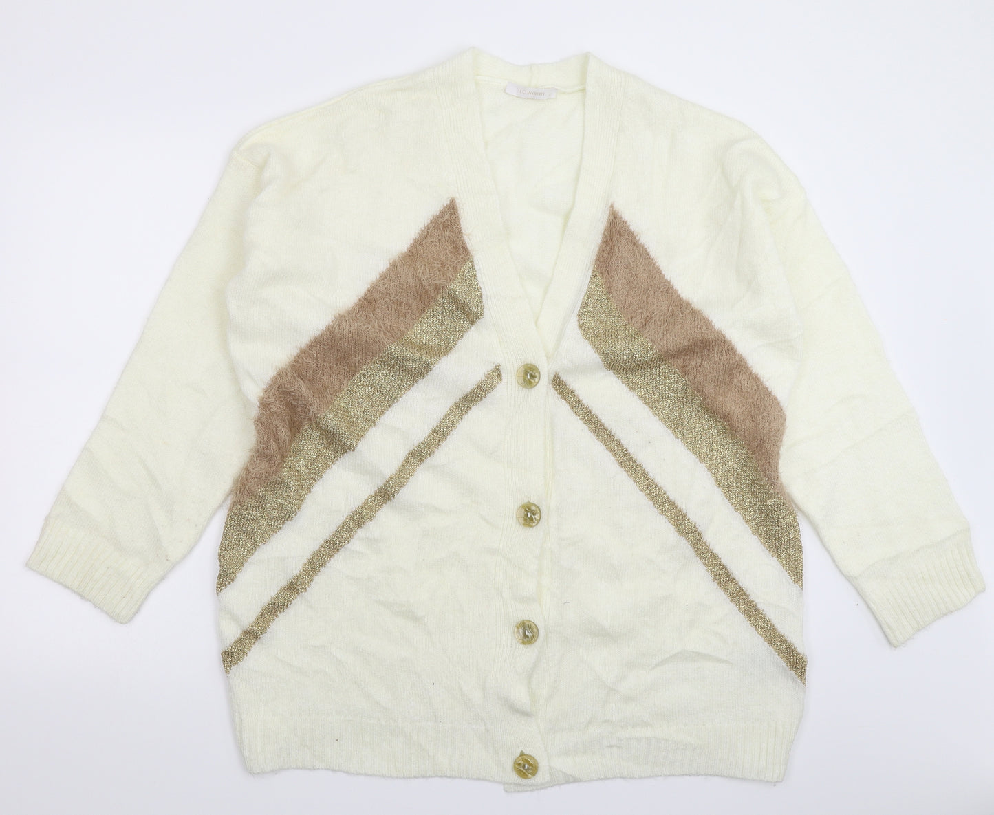 LC Waikiki Womens White  Knit Cardigan Jumper Size L