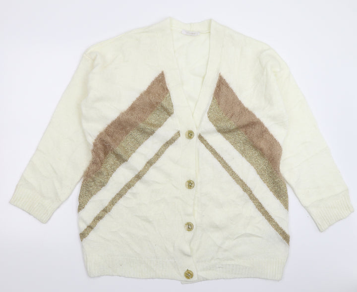LC Waikiki Womens White  Knit Cardigan Jumper Size L
