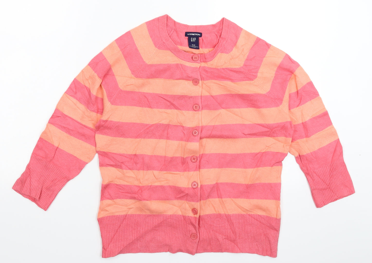 Gap Womens Pink Striped Knit Cardigan Jumper Size M