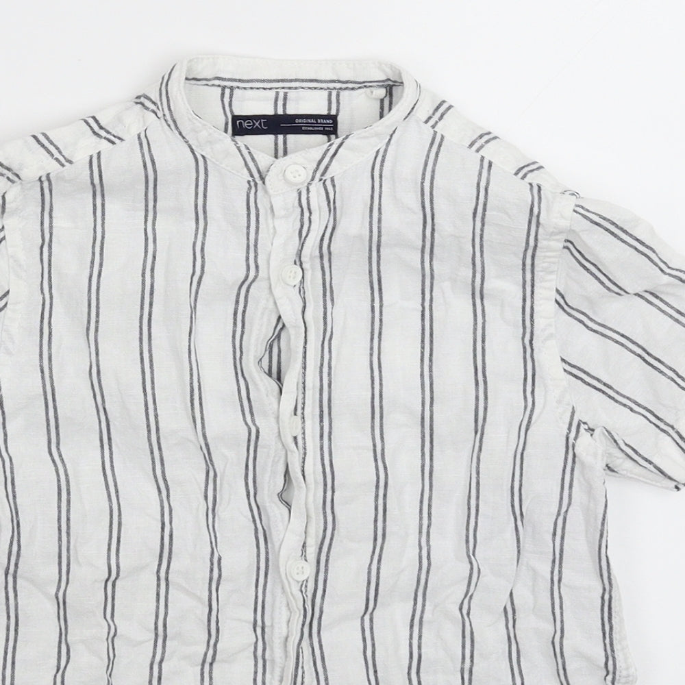 NEXT Boys White Striped  Basic Button-Up Size 7 Years