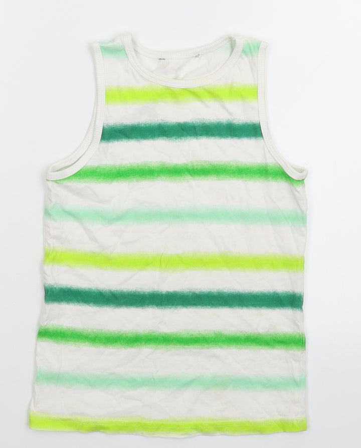 George Boys White Striped Basic Tank Size 5-6 Years