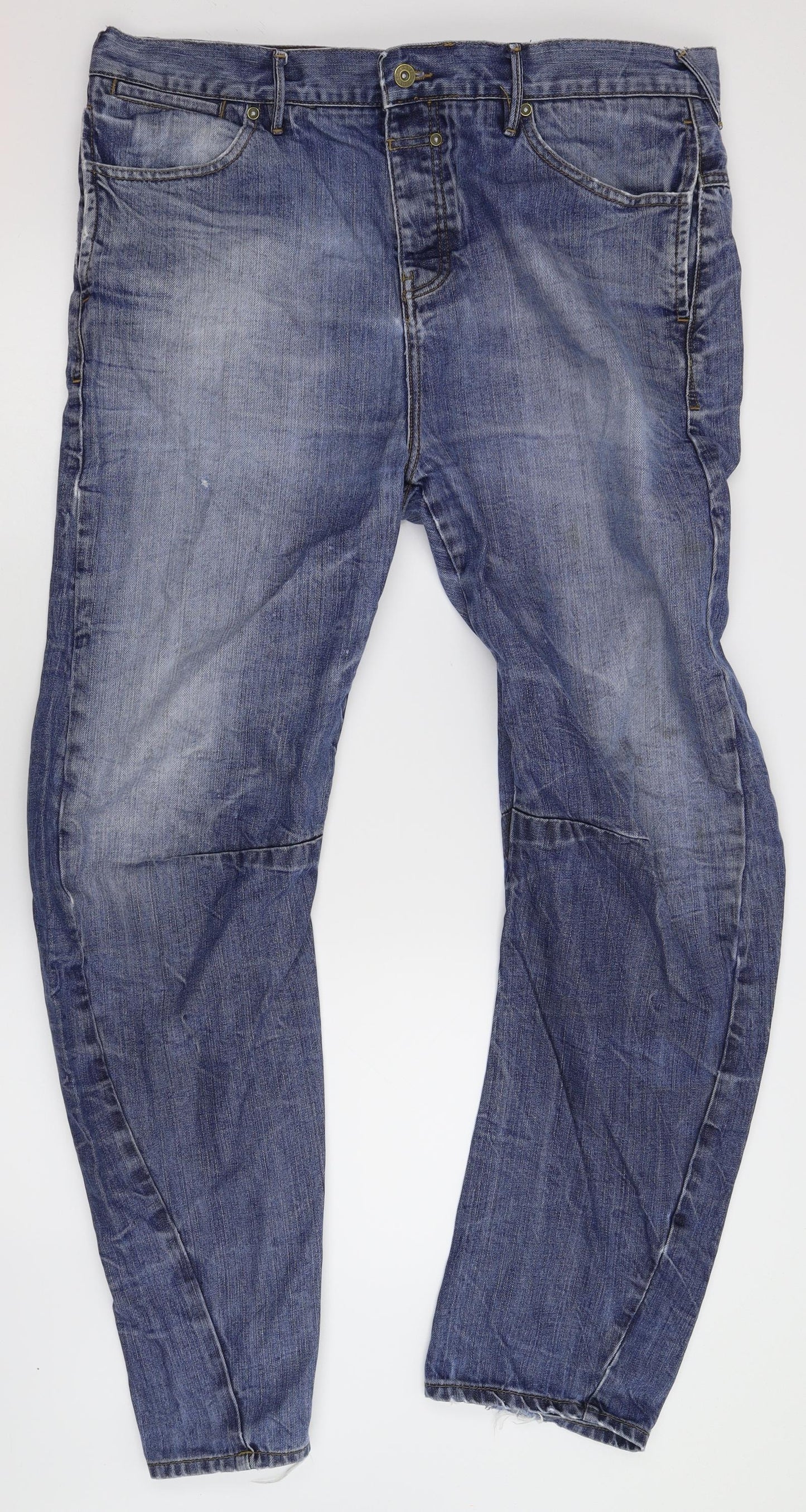 River Island Mens Blue  Denim Boyfriend Jeans Size 38 L32 in