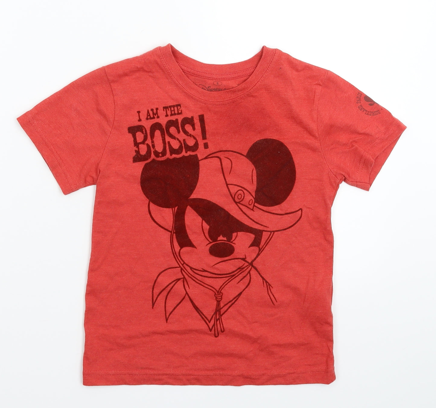 Disney Boys Red   Basic T-Shirt Size 6 Years  - Mickey Mouse