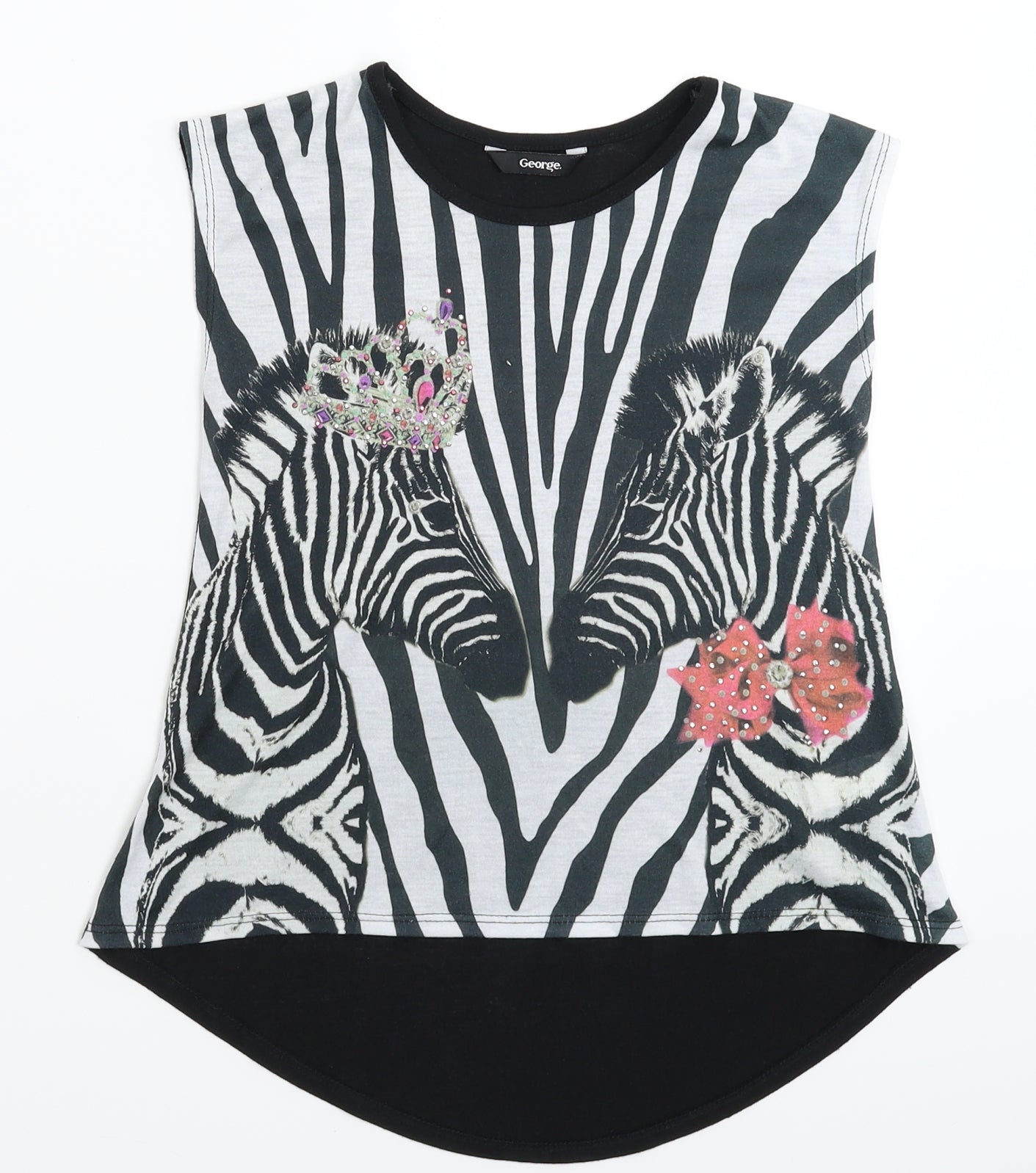 George Girls Multicoloured Animal Print  Basic T-Shirt Size 6-7 Years