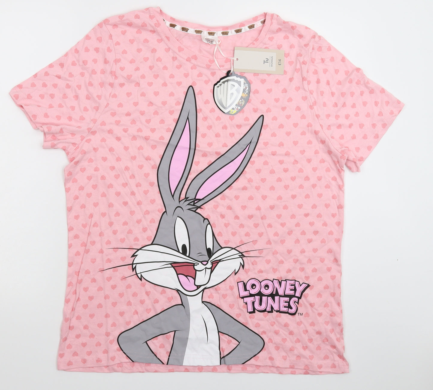 TU Womens Pink   Basic T-Shirt Size 16  - Looney Tunes