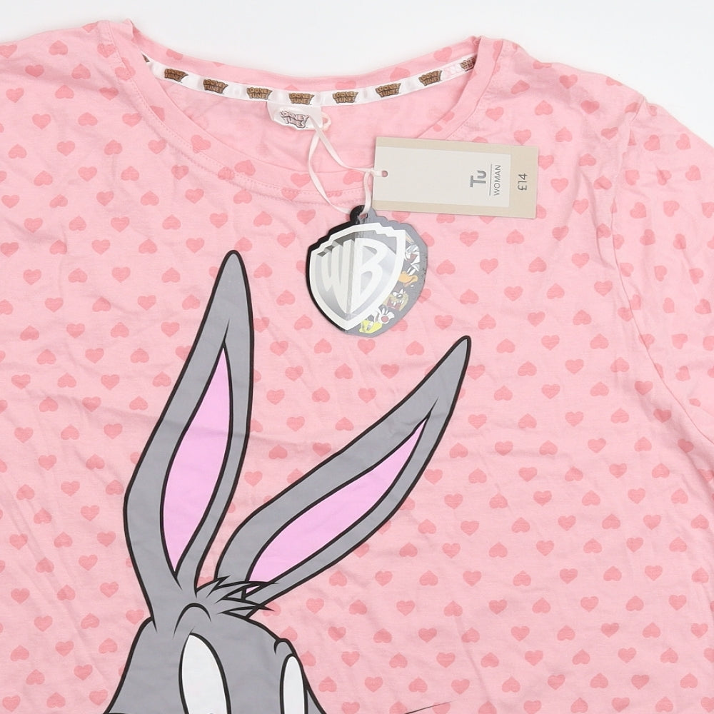TU Womens Pink   Basic T-Shirt Size 16  - Looney Tunes