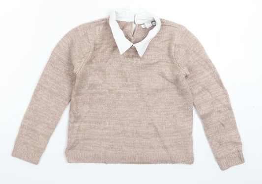 Front view of Primark girls’ beige knit jumper, size 10-11, years