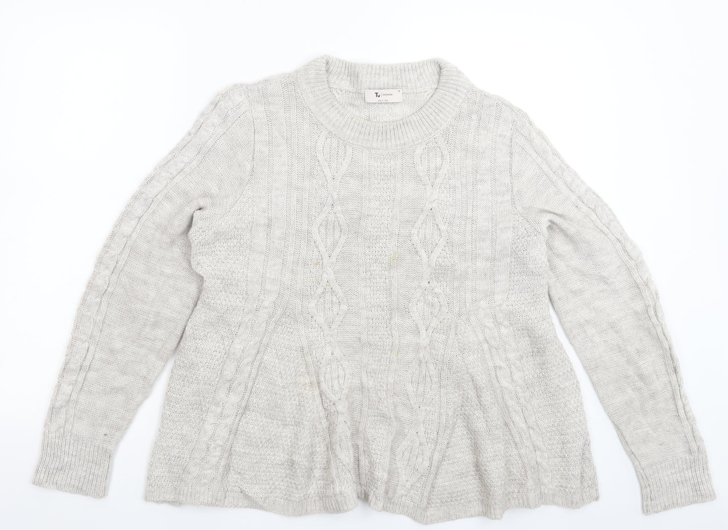 TU Womens Grey  Knit Pullover Jumper Size M