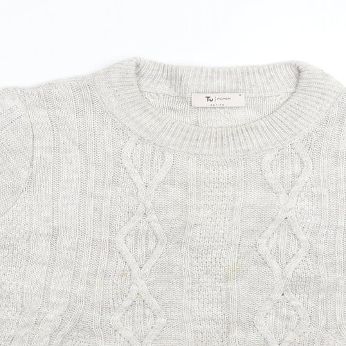 TU Womens Grey  Knit Pullover Jumper Size M