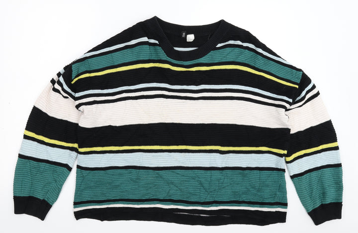 Divided Womens Multicoloured Striped Knit Pullover Jumper Size M  - Oversized