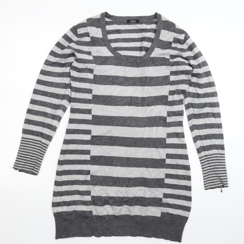 Marks and Spencer Womens Grey Striped Knit Jumper Dress  Size L