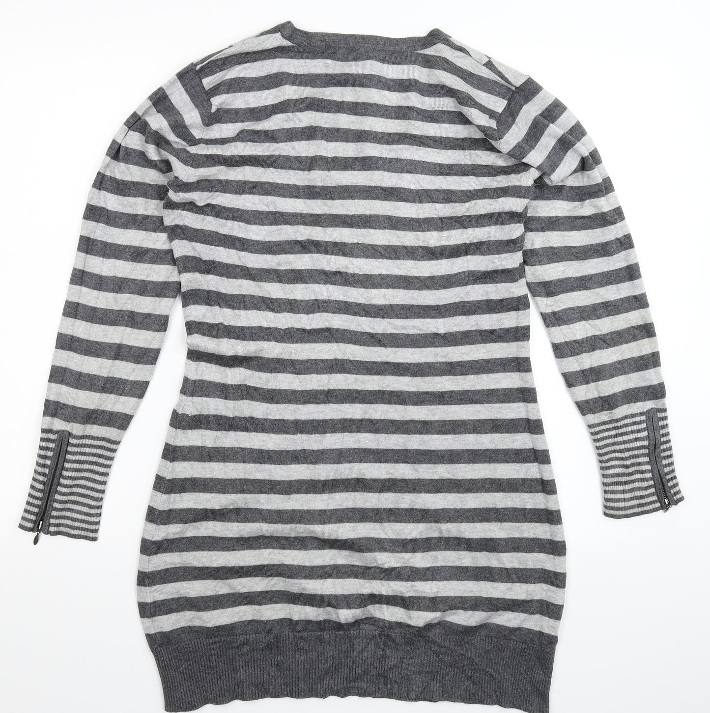 Marks and Spencer Womens Grey Striped Knit Jumper Dress  Size L