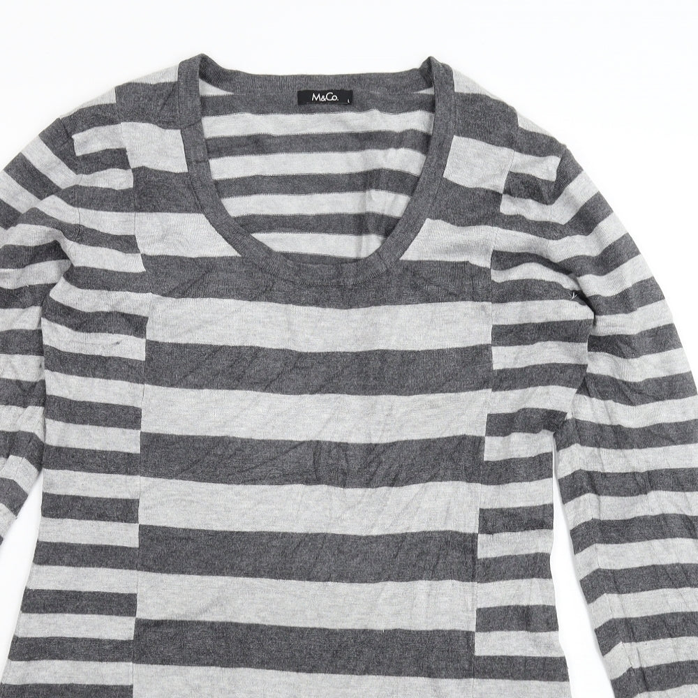 Marks and Spencer Womens Grey Striped Knit Jumper Dress  Size L
