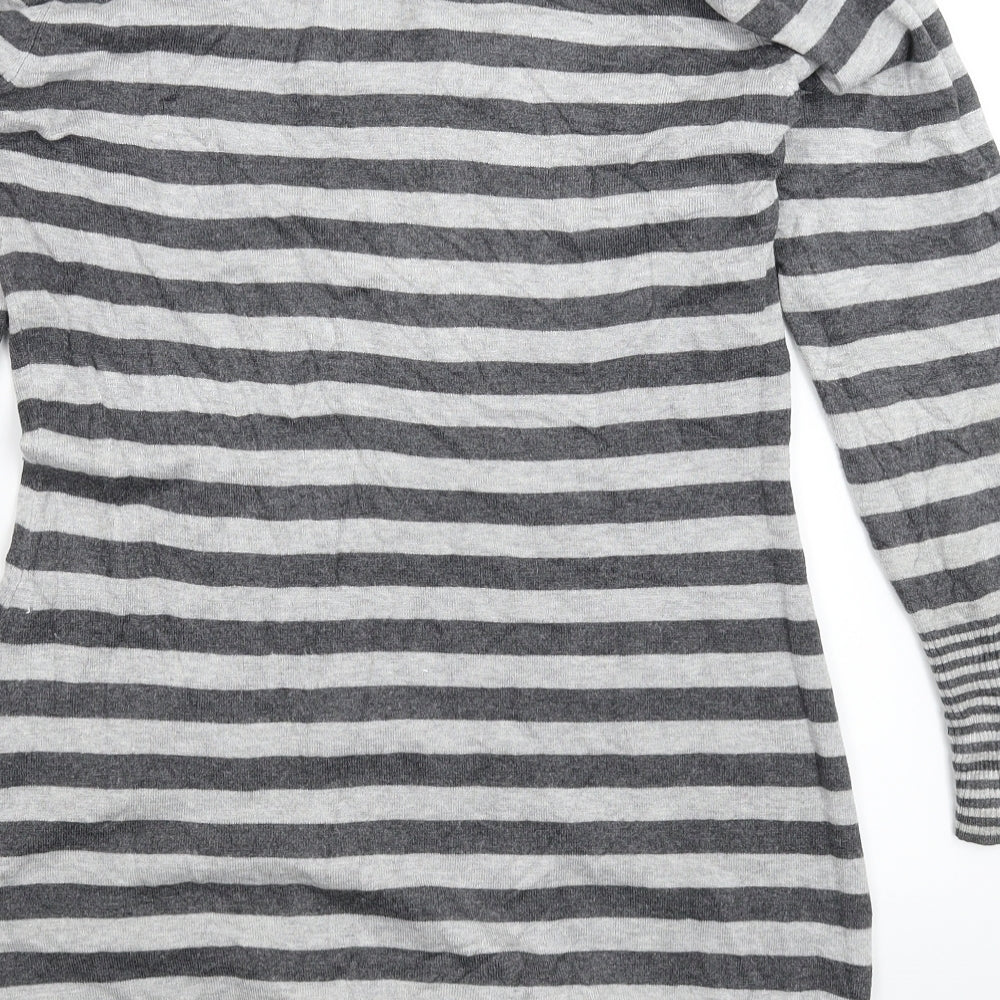 Marks and Spencer Womens Grey Striped Knit Jumper Dress  Size L