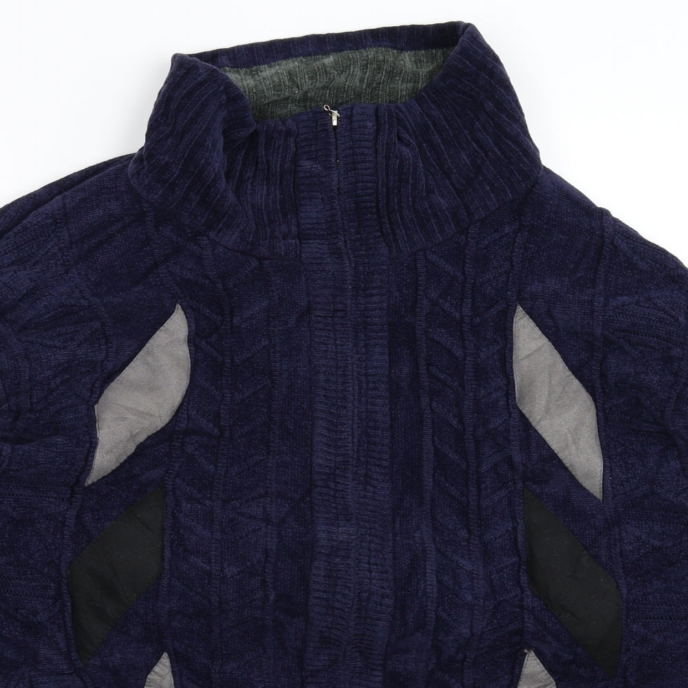 D Project Mens Blue Geometric Knit Jacket Coatigan Size XL