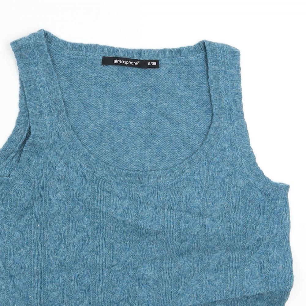 Atmosphere Womens Blue  Knit Vest Jumper Size 8