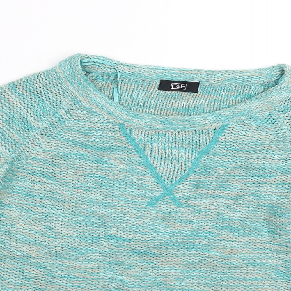 F&F Womens Blue  Knit Pullover Jumper Size 8