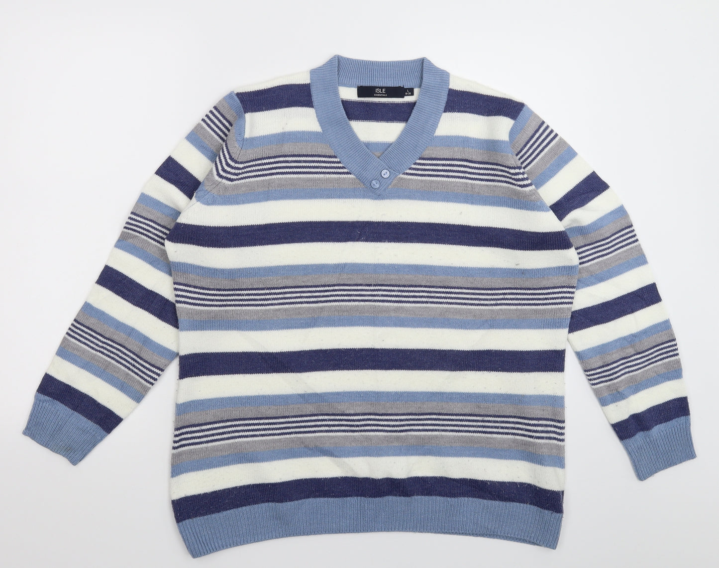 Isle Womens Multicoloured Striped Knit Pullover Jumper Size 20