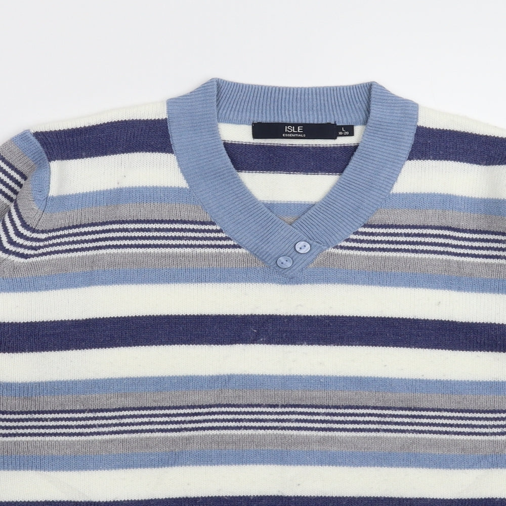 Isle Womens Multicoloured Striped Knit Pullover Jumper Size 20