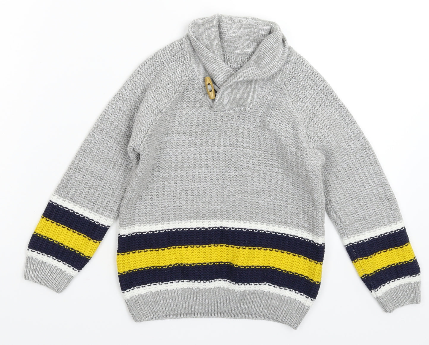 Matalan Boys Grey Striped Knit Pullover Jumper Size 3-4 Years