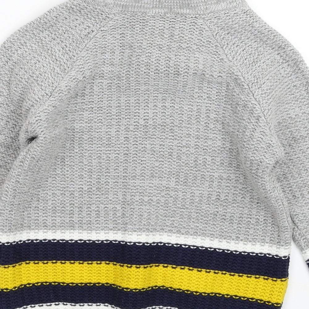 Matalan Boys Grey Striped Knit Pullover Jumper Size 3-4 Years