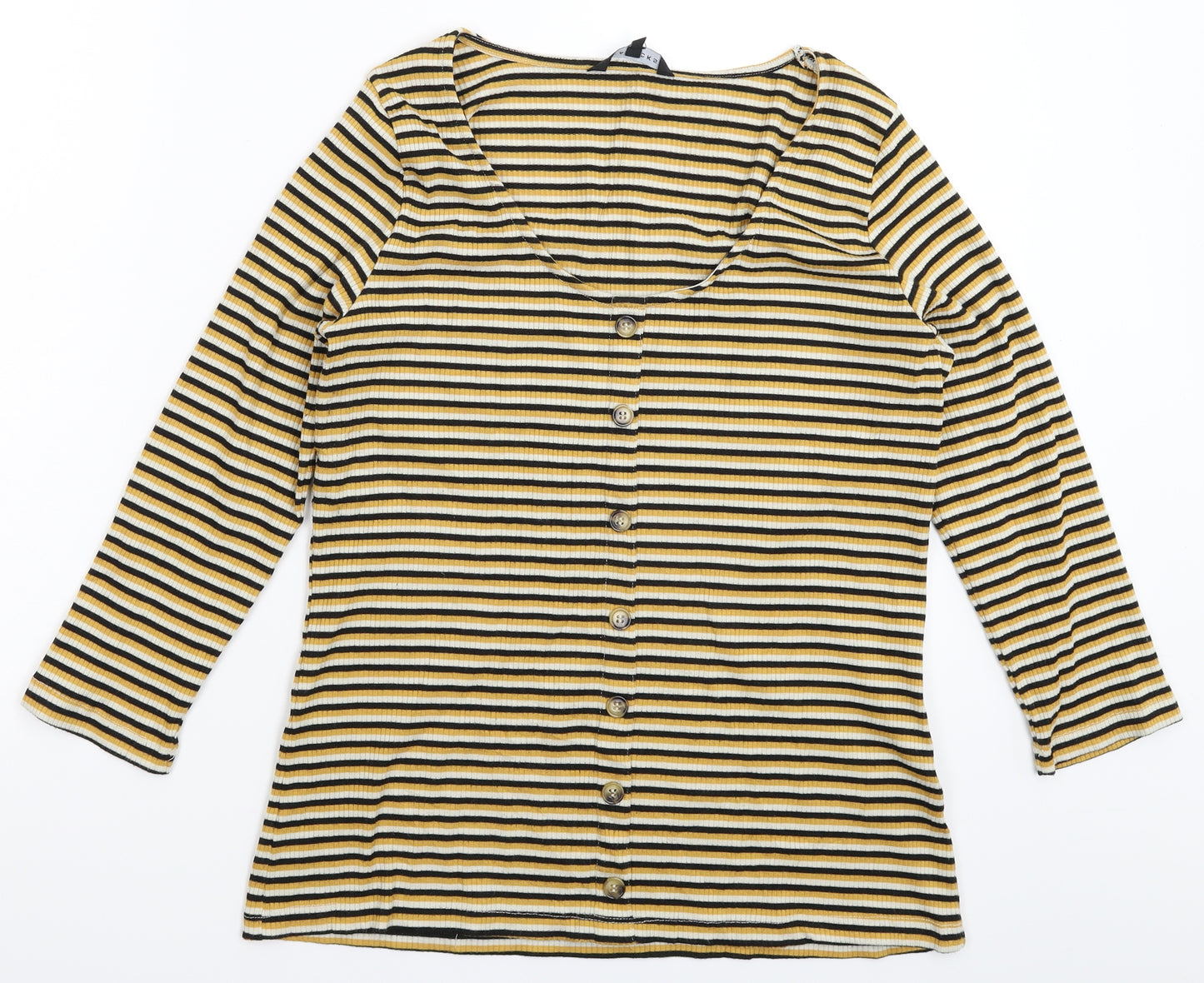 Peacocks Womens Multicoloured Striped  Basic T-Shirt Size 20