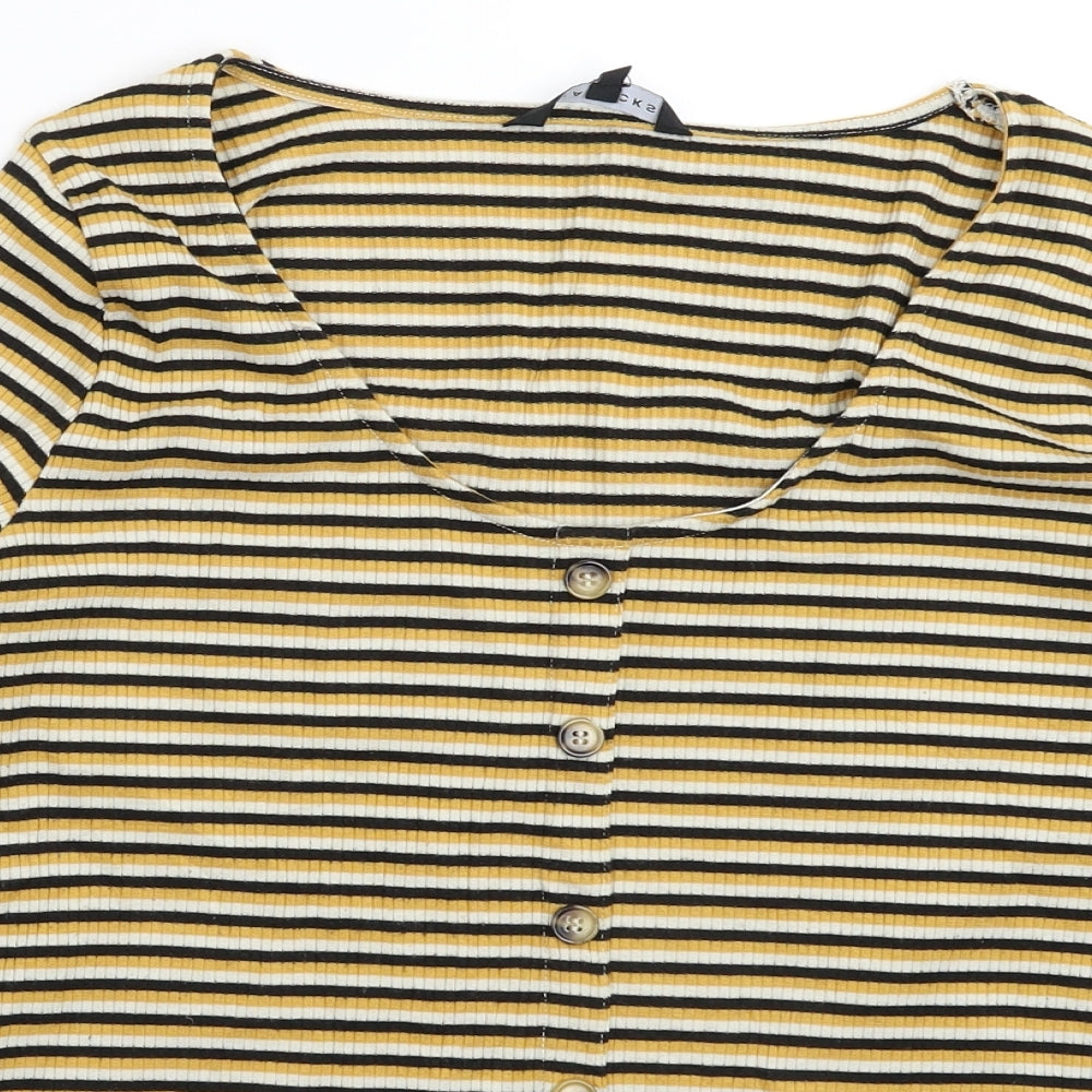 Peacocks Womens Multicoloured Striped  Basic T-Shirt Size 20