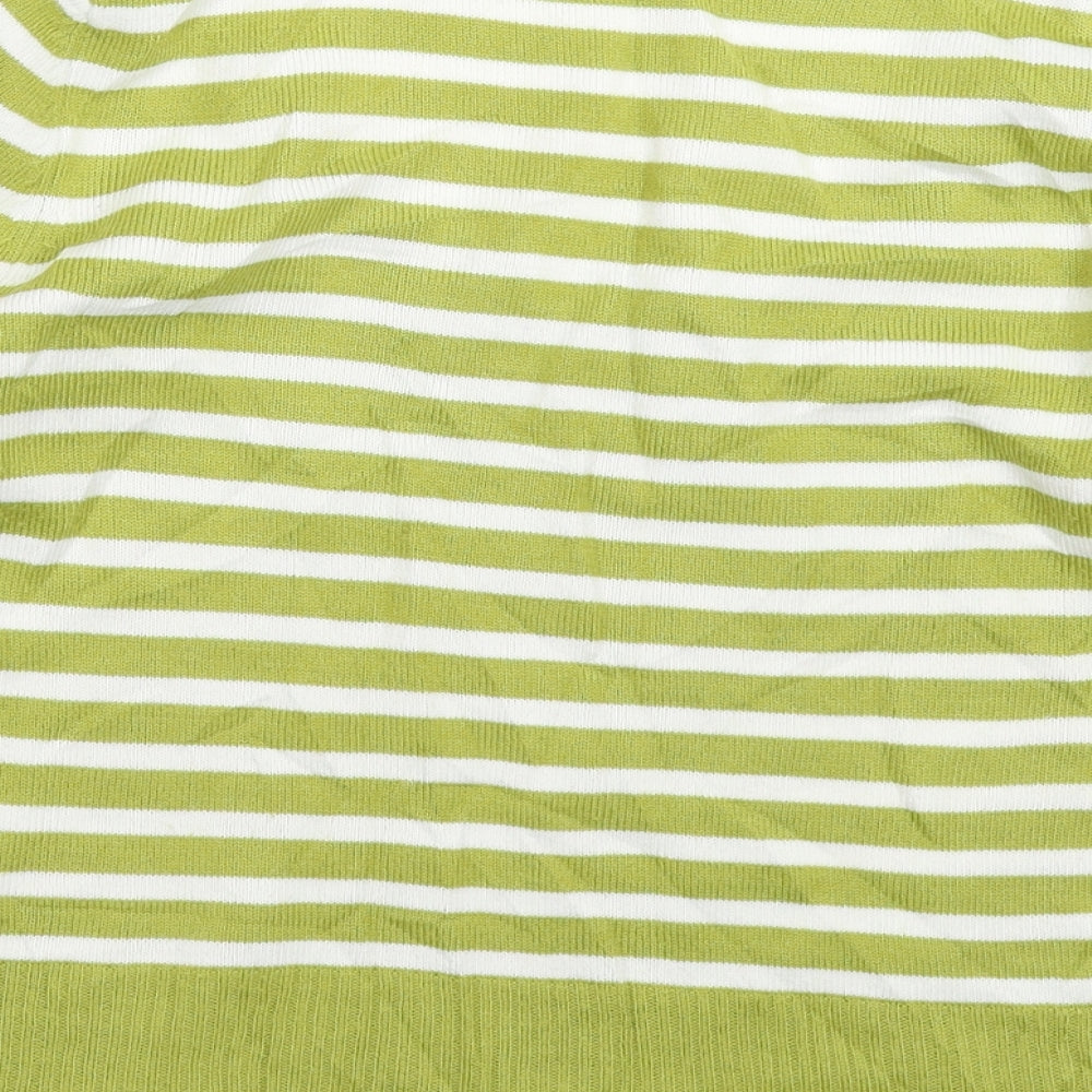 TU Womens Green Striped Knit Pullover Jumper Size 12