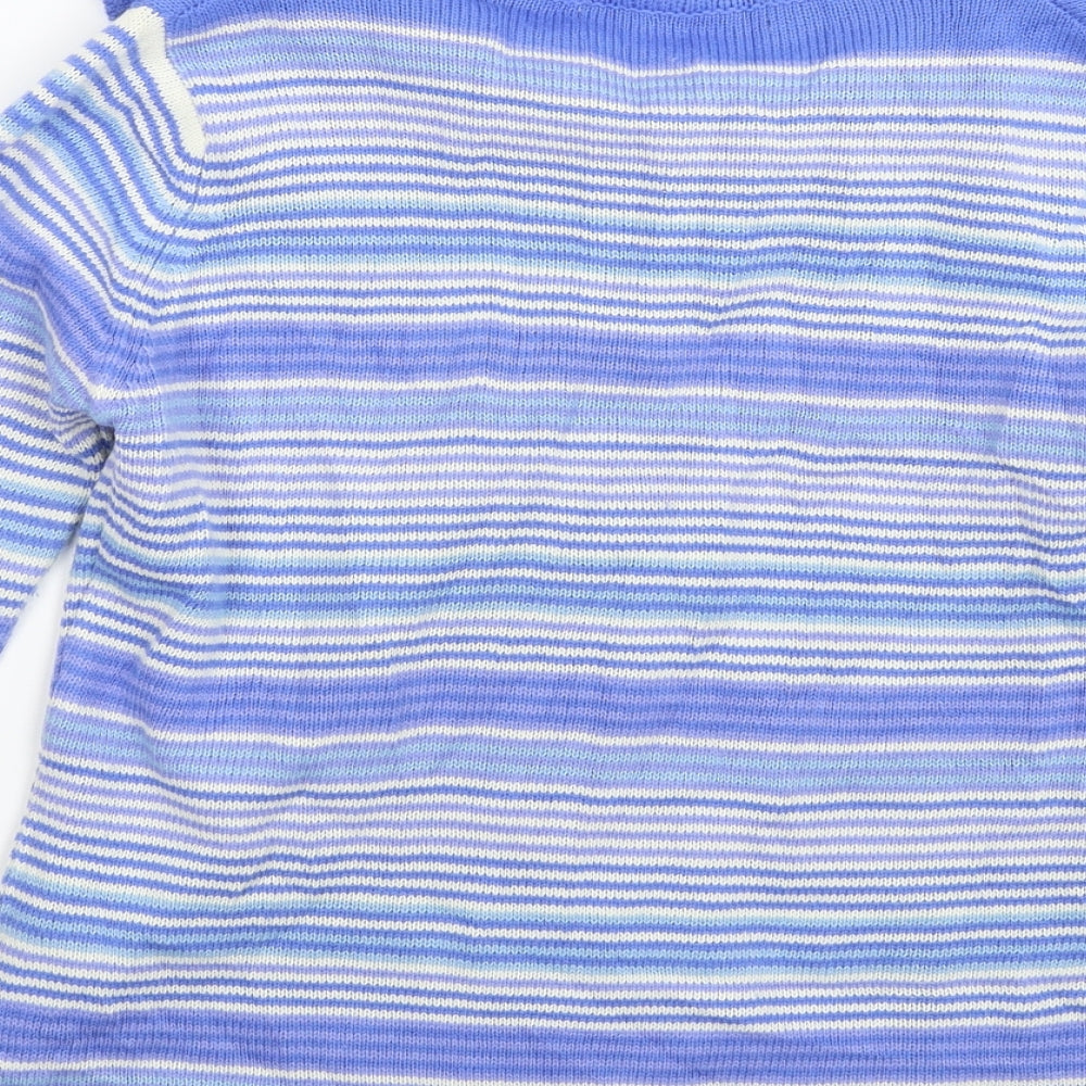 Preworn Womens Blue Striped Knit Cardigan Jumper Size 10
