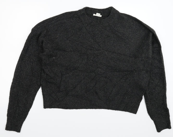H&M Womens Black  Knit Pullover Jumper Size M  - Oversized