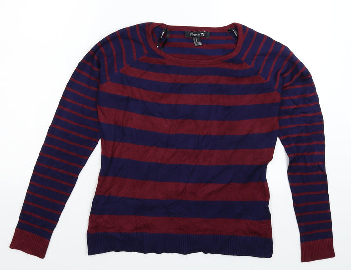 FOREVER 21 Womens Multicoloured Striped Knit Pullover Jumper Size M