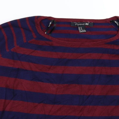 FOREVER 21 Womens Multicoloured Striped Knit Pullover Jumper Size M