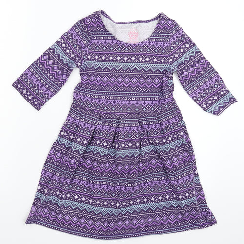 Faded Glory Girls Purple Geometric  Fit & Flare  Size 6 Years
