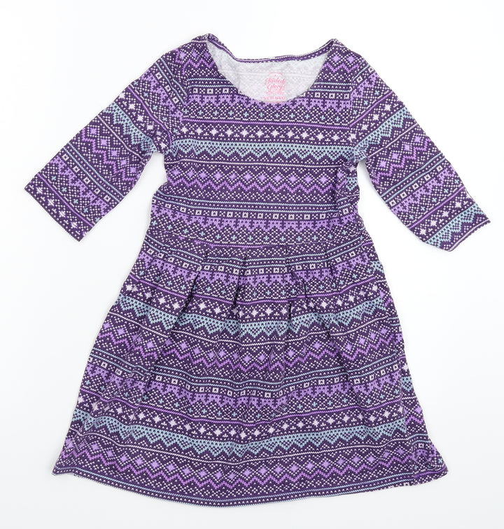 Faded Glory Girls Purple Geometric Fit & Flare Size 6 Years