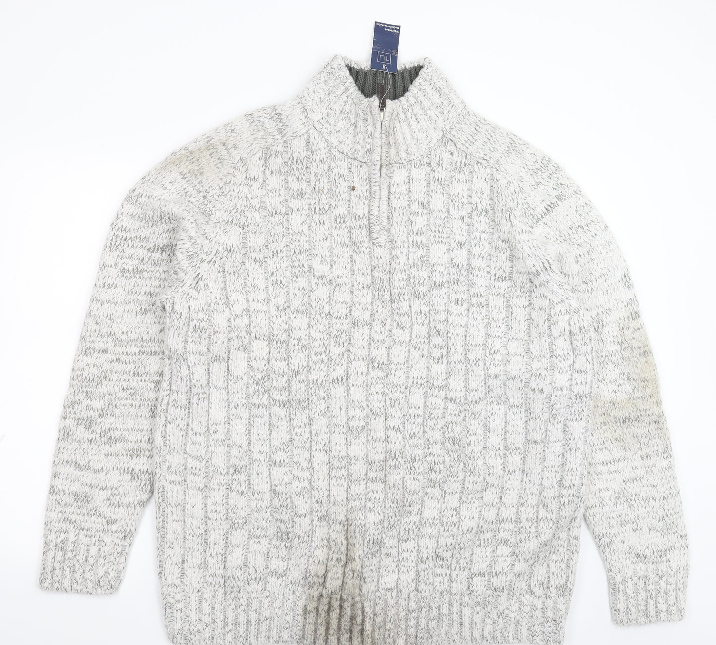 TU Mens Grey  Knit Cardigan Jumper Size XL
