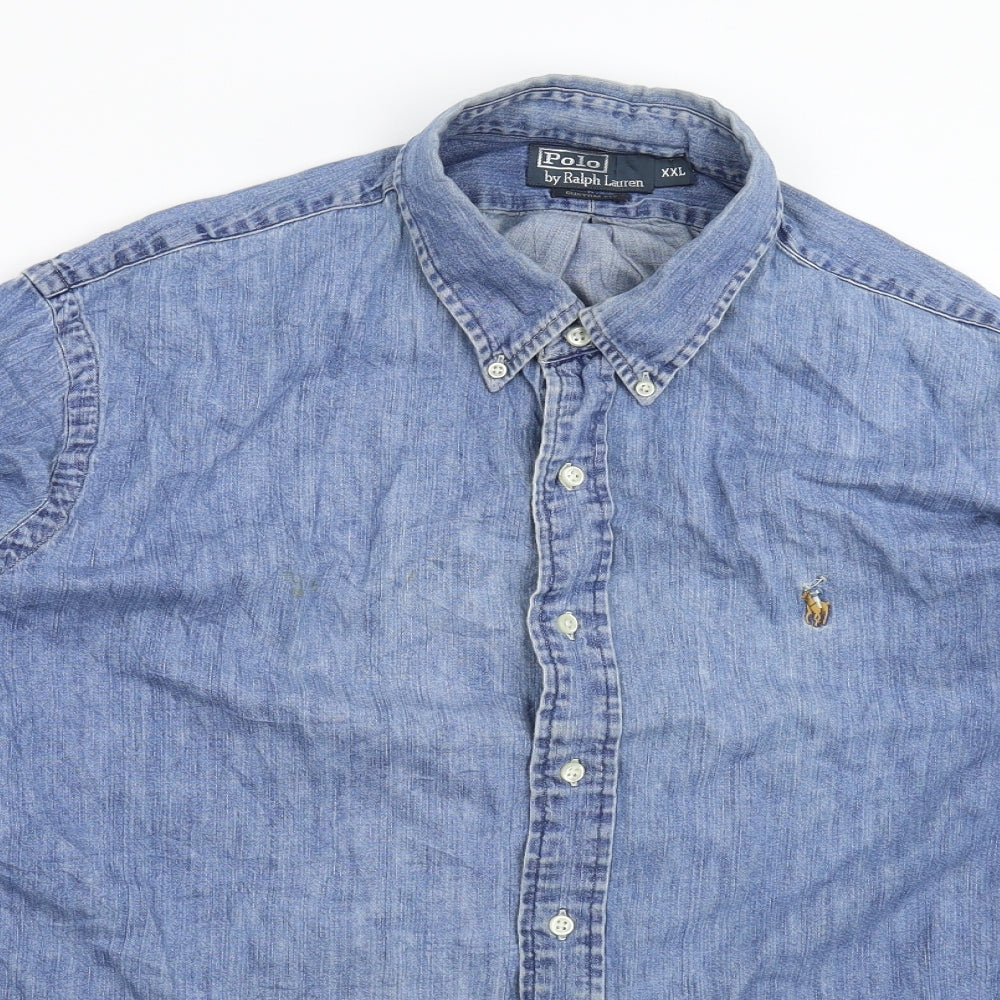 Polo Ralph Lauren Mens Blue  Denim  Button-Up Size 2XL