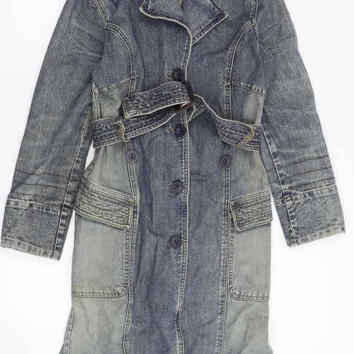 River Island Womens Blue  Denim Pea Coat Coat Size 10