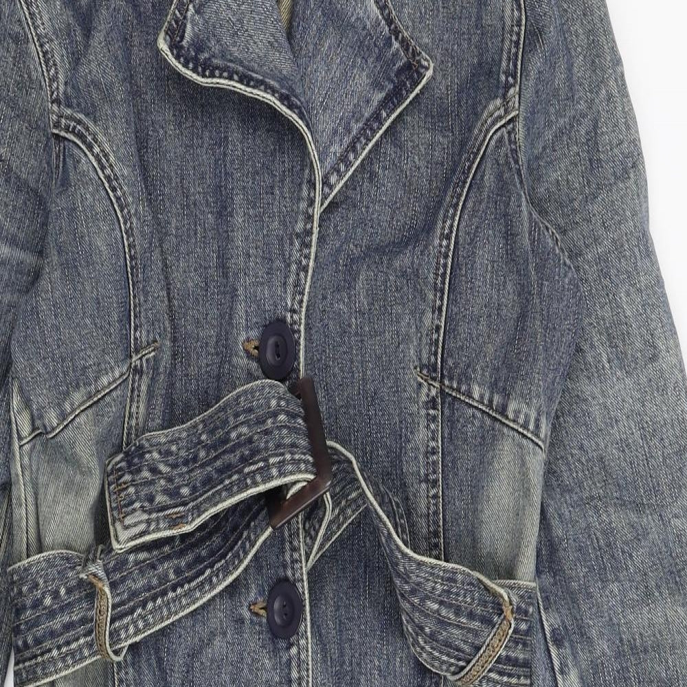 River Island Womens Blue  Denim Pea Coat Coat Size 10